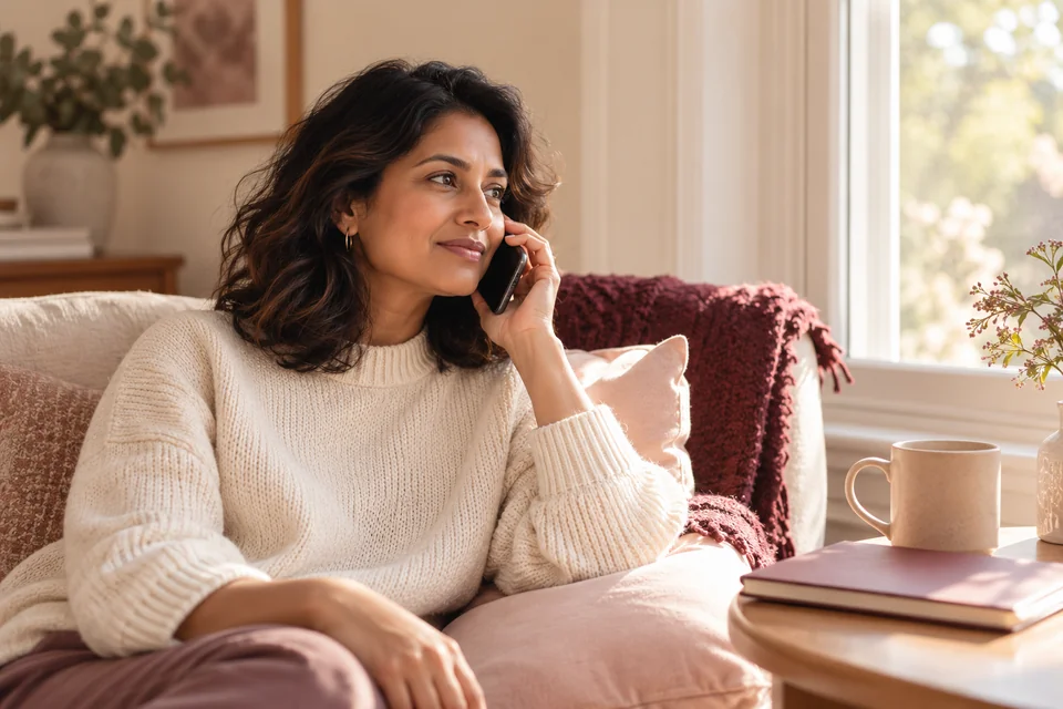 Illustrative scene of an adult having a phone conversation